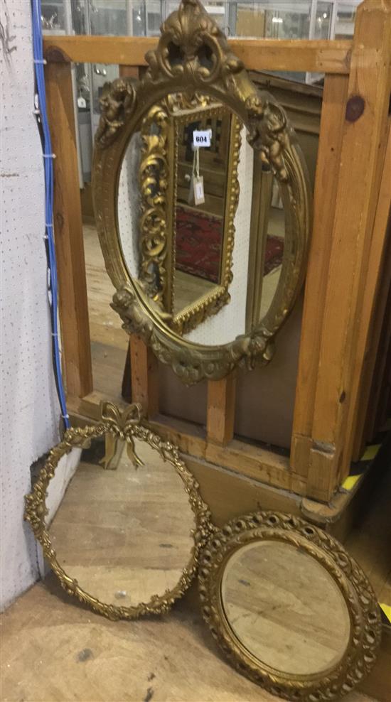 Putti gilt mirror & 2 others